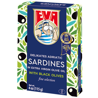 Eva Delikates Sardines Black Olives 30 x 115g