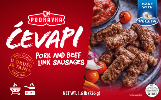 Podravka Cevapi Pork and Beef Link Sausages 12 x 1.6Lbs (726g)