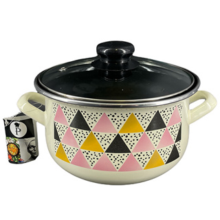 Enamel Cookware w/Lid  6L/24cm Triangle Decal
