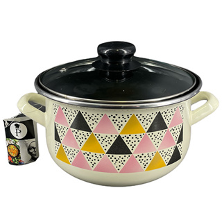 Enamel Cookware w/Lid  3.8L/20cm Triangle Decal